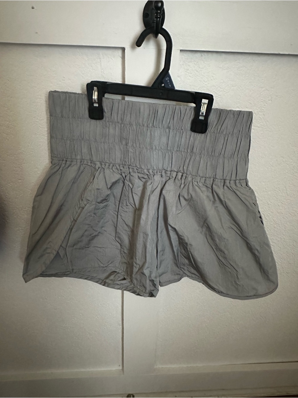 Free People Movement Way Home Gray High-Waist Smocked Shorts - Women